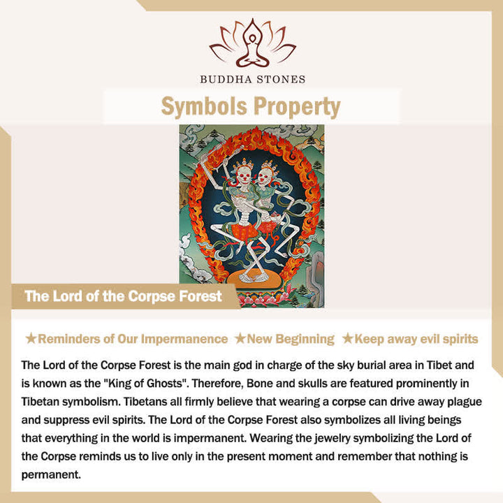 Buddha Stones Tibetan Hand Carved Bone Bead Lord of the Corpse Forest Pattern Protection Bracelet - image 5