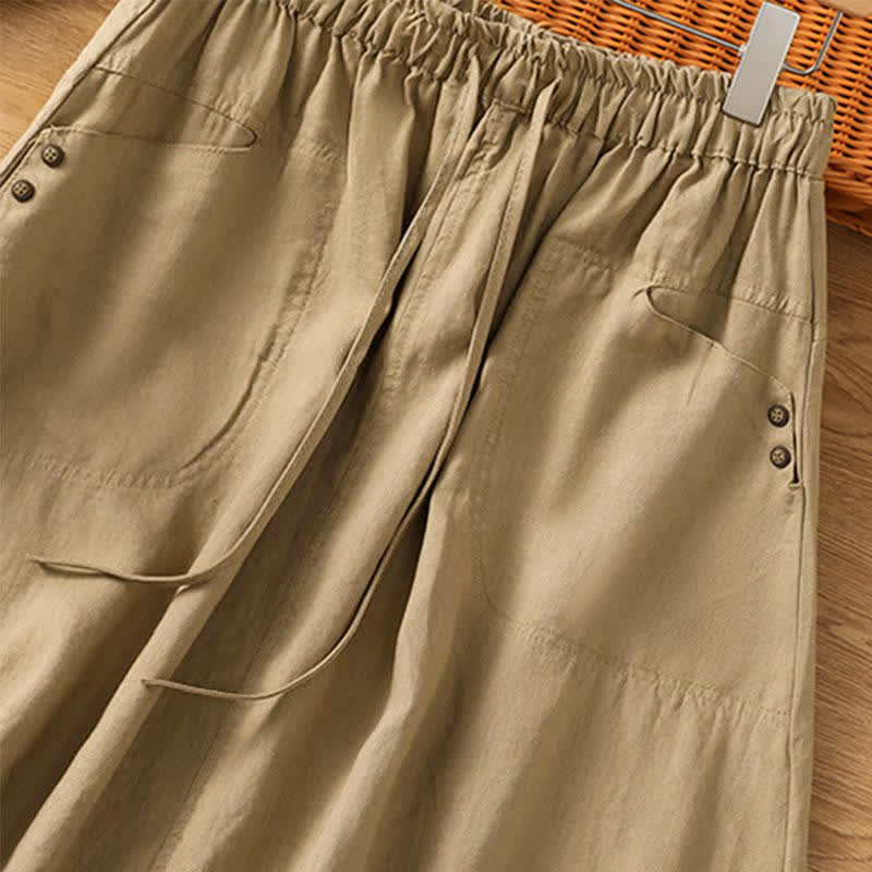 Buddha Stones Spring Casual Drawstring Solid Women's Skirts With Pockets - image 6