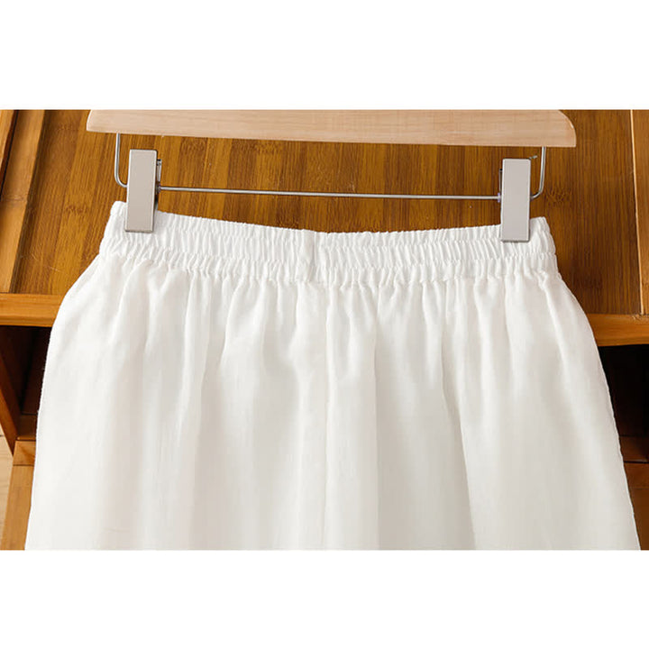 Buddha Stones Summer Boho Embroidery Solid Women's Wide Leg Pants With Pockets - image 11
