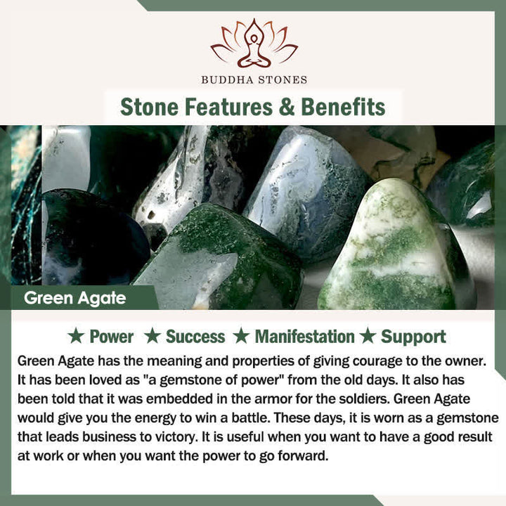 Buddha Stones Natural Green Agate Om Mani Padme Hum Color Change PiXiu Success Bracelet - image 6