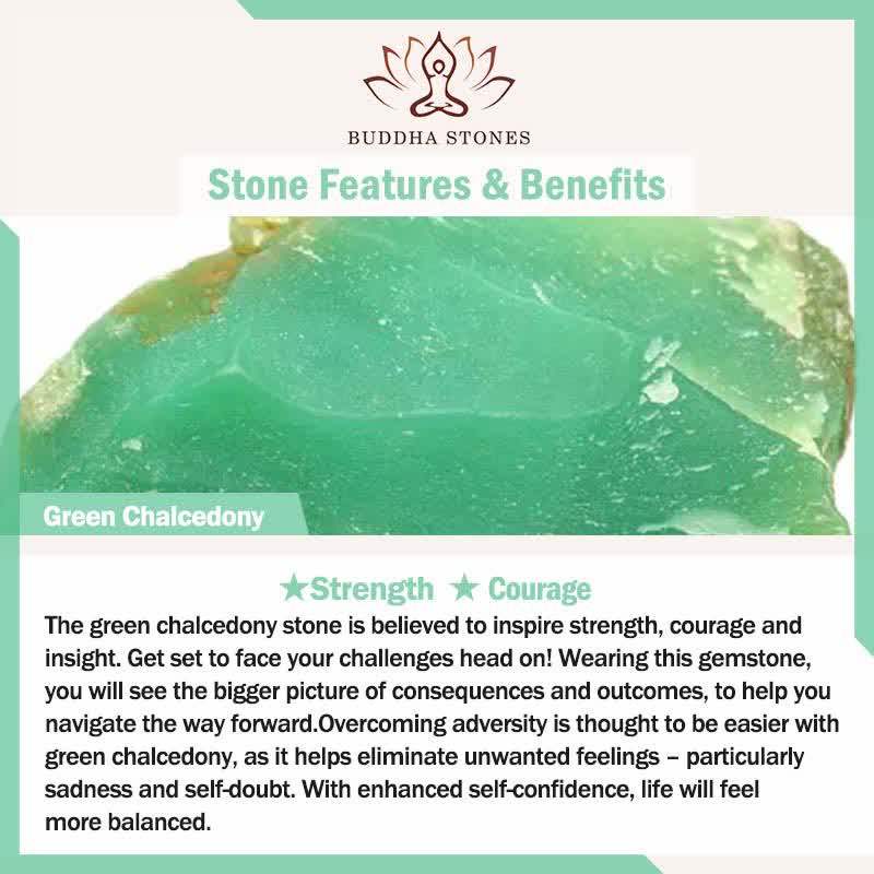 Buddha Stones Natural Green Chalcedony Pink Chalcedony Flower Courage Necklace - image 4