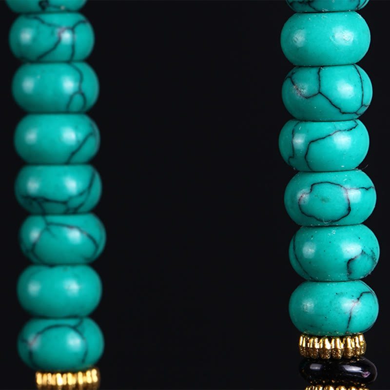 Buddha Stones Tibetan 108 Beads Turquoise Dzi Bead Wisdom Balance Mala - image 8