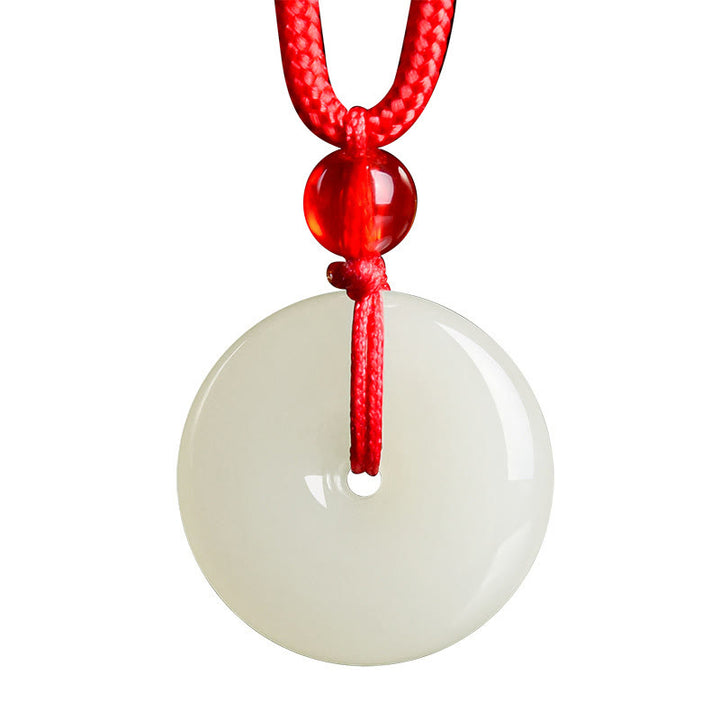 Buddha Stones Jade Peace Buckle Abundance Red Rope Necklace Pendant - image 10