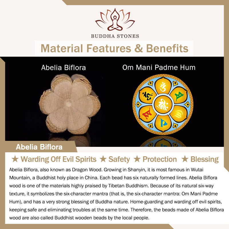 Buddha Stones Natural Abelia Biflora Wood Protection 108 Bead Mala - image 5