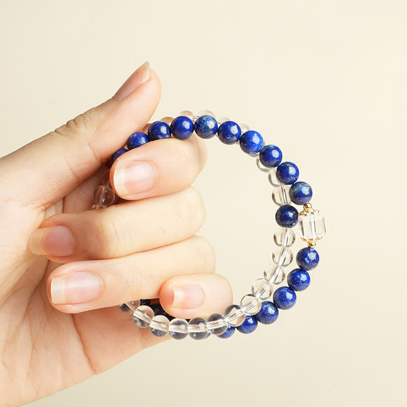 Buddha Stones Lapis Lazuli Clear Quartz Balance Beaded Bracelet - image 6