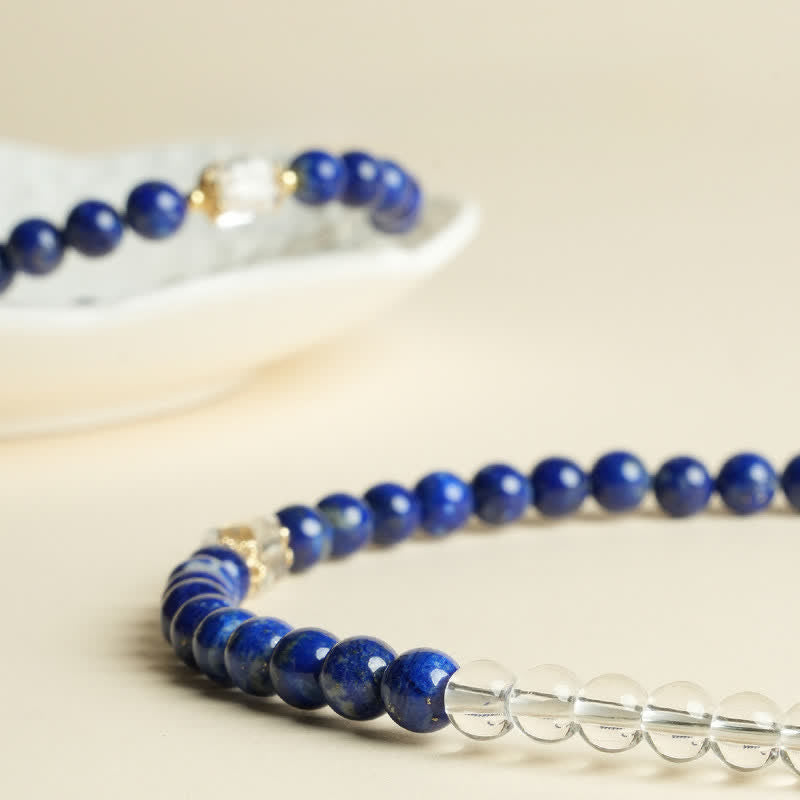 Buddha Stones Lapis Lazuli Clear Quartz Balance Beaded Bracelet - image 13