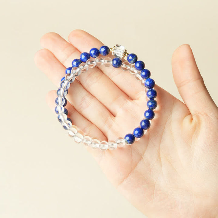 Buddha Stones Lapis Lazuli Clear Quartz Balance Beaded Bracelet - image 4