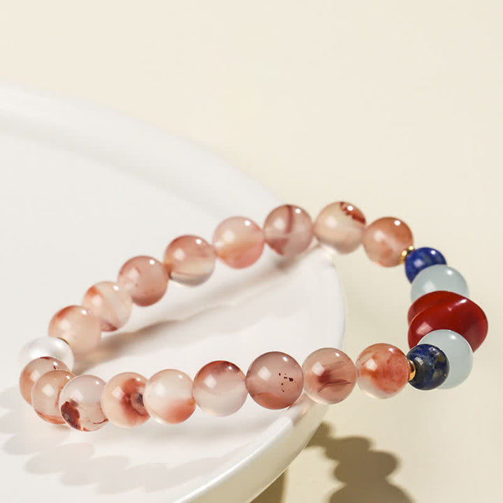 Buddha Stones Heart Design South Red Agate Lapis Lazuli Success Bracelet - image 4