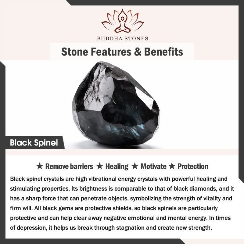 Buddha Stones Black Spinel Pearl Protection Faceted Stacking Ring - image 5