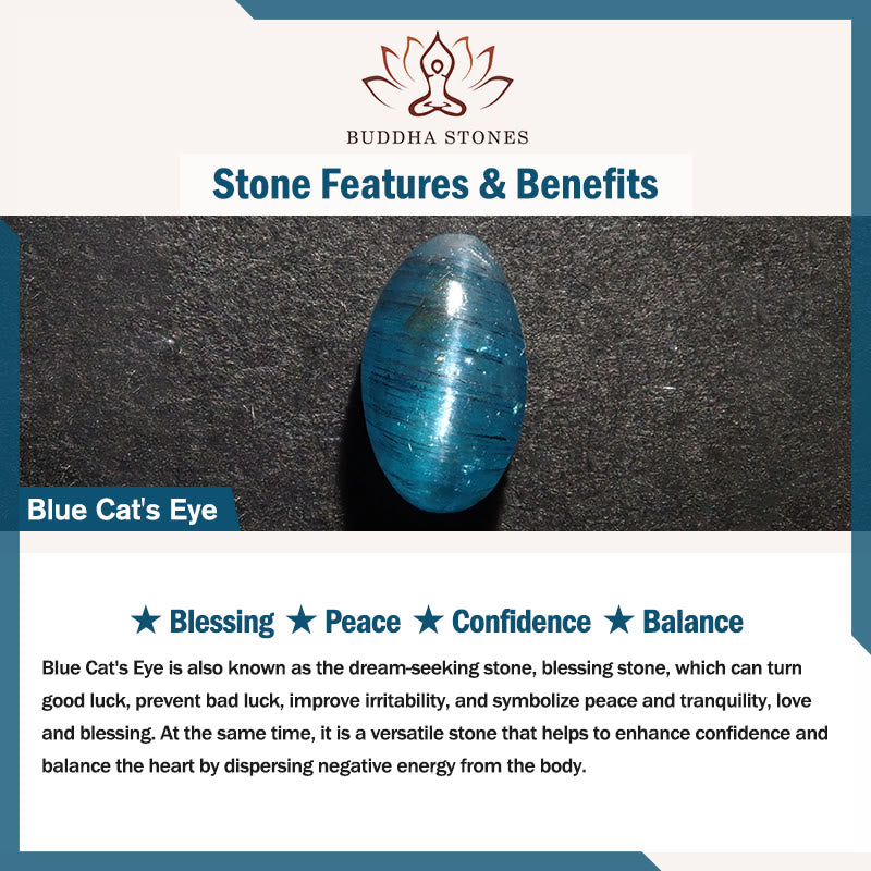 Buddha Stones Blue Cat's Eye Heart Triple Wrap Confidence Bracelet - image 6