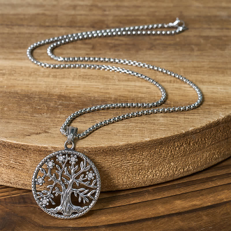 Buddha Stones The Tree Of Life Titanium Steel Creation Necklace Pendant - image 1