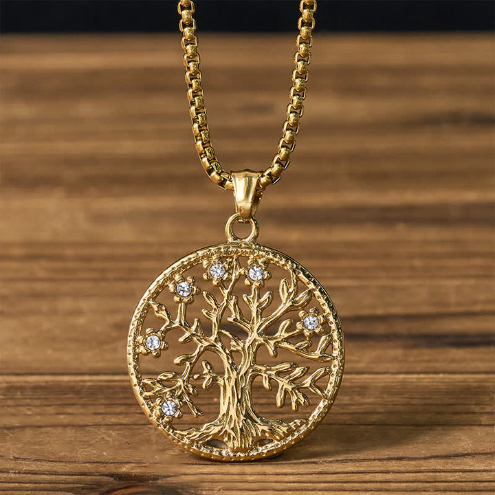 Buddha Stones The Tree Of Life Titanium Steel Creation Necklace Pendant - Golden The Tree of Life - image 8