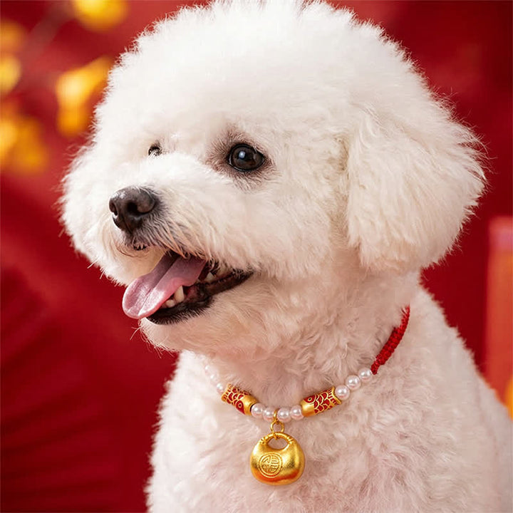 Buddha Stones Red String Plaited Koi Fish Fu Character Fortune Adjustable Cats Dogs Pet Collar - image 4