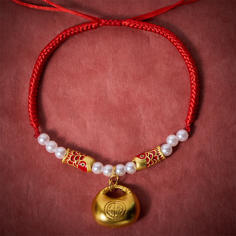 Buddha Stones Red String Plaited Koi Fish Fu Character Fortune Adjustable Cats Dogs Pet Collar - image 1