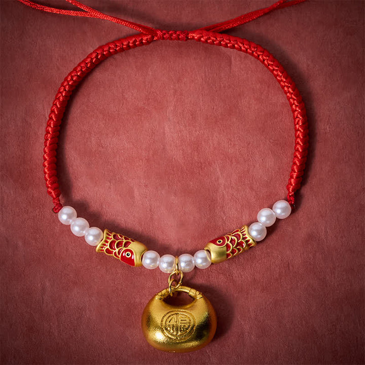Buddha Stones Red String Plaited Koi Fish Fu Character Fortune Adjustable Cats Dogs Pet Collar - image 1