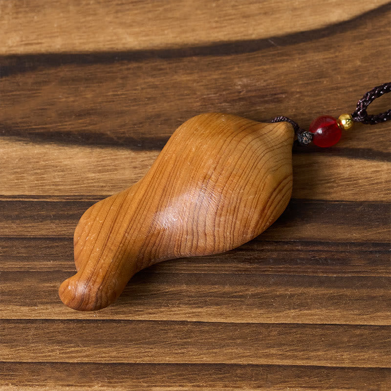 Buddha Stones Guanyin Kwan Yin Avalokiteśvara Lotus Leaf Platycladus Orientalis Wood Wealth Necklace Pendant - image 3
