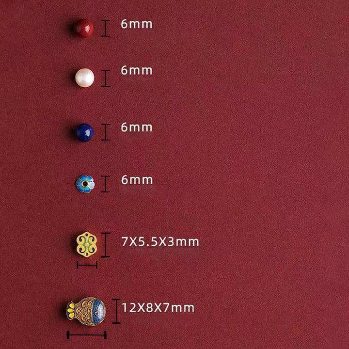 Buddha Stones Cinnabar Lapis Lazuli Koi Fish Ruyi Cloud Charm Blessing Beaded Bracelet - image 11