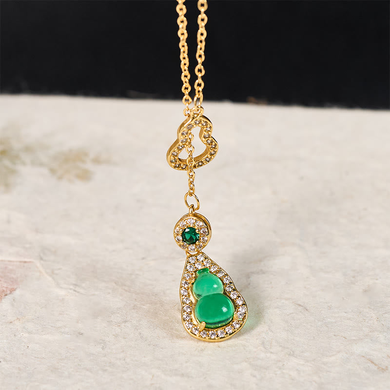 Buddha Stones Colorful Gourd Hollow Design Copper Balance Necklace Pendant - image 3