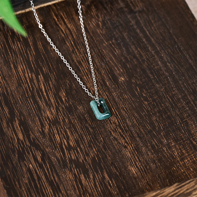 Buddha Stones Mini Square Green Jade Abundance Necklace Pendant - image 10