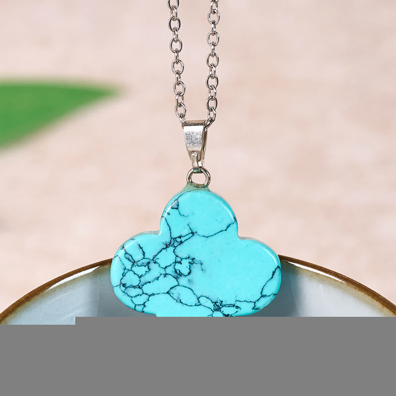 Buddha Stones Various Crystal Green Aventurine Black Obsidian Tiger Eye Plum Blossom Luck Necklace Pendant - Turquoise(Synthetic)(Natural – Slight Irregularities) - image 19