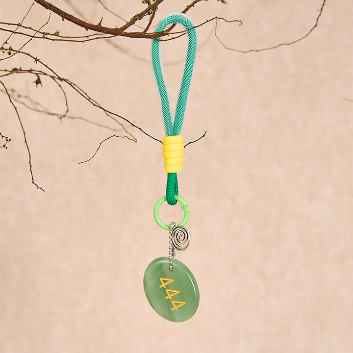 Buddha Stones "Wishing Protection and Stability" 444 Angel Number Natural Green Aventurine Key Chain Hanging Decoration Includes Gift Message Card - image 5