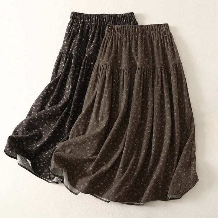 Buddha Stones Spring Vintage Brown Ditsy Floral Women's Skirts - image 11