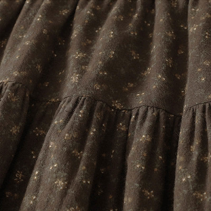 Buddha Stones Spring Vintage Brown Ditsy Floral Women's Skirts - image 3