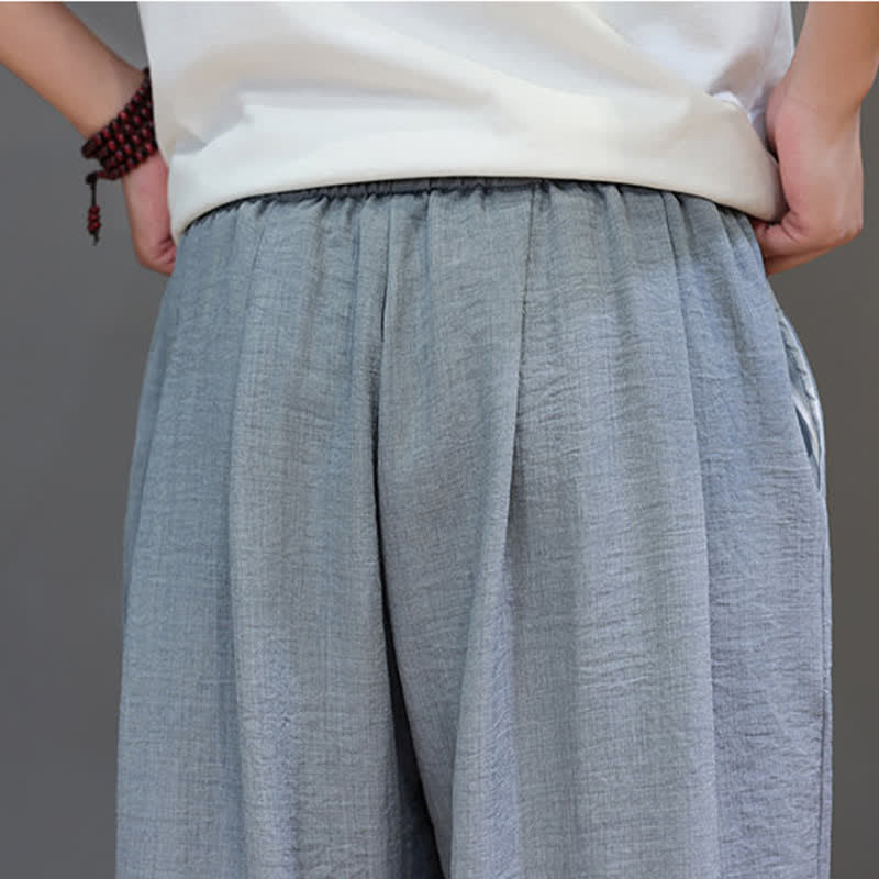 Buddha Stones Summer Minimalist Solid Men's Elastic Waist Tapered Pants With Pockets - image 19