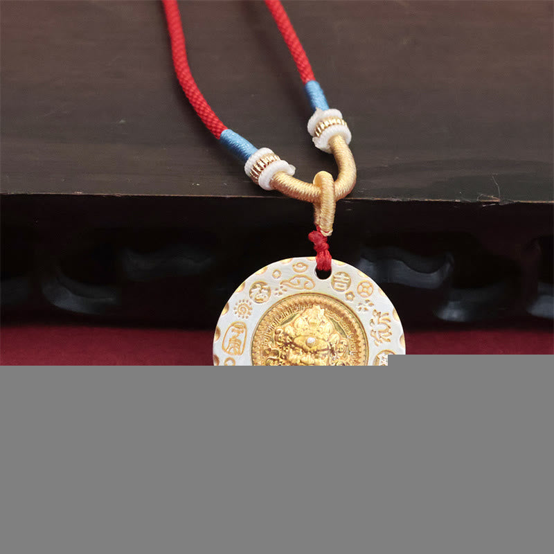 Buddha Stones Tibet Yellow Jambhala God of Wealth Alloy Protection Necklace Pendant - Yellow Jambhala - image 0