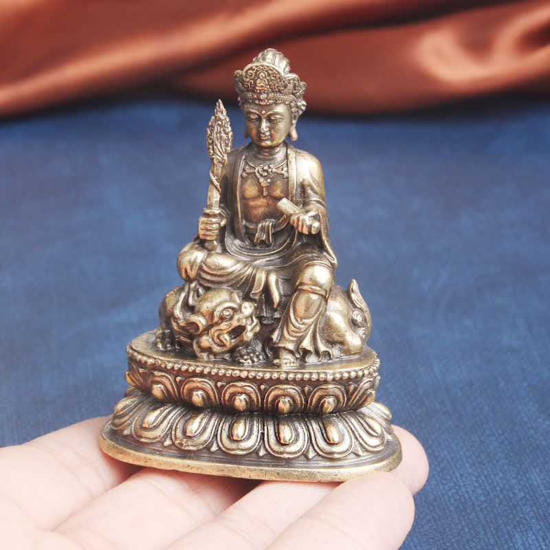 Buddha Stones Manjusri Bodhisattva Serenity Copper Statue Decoration - image 3