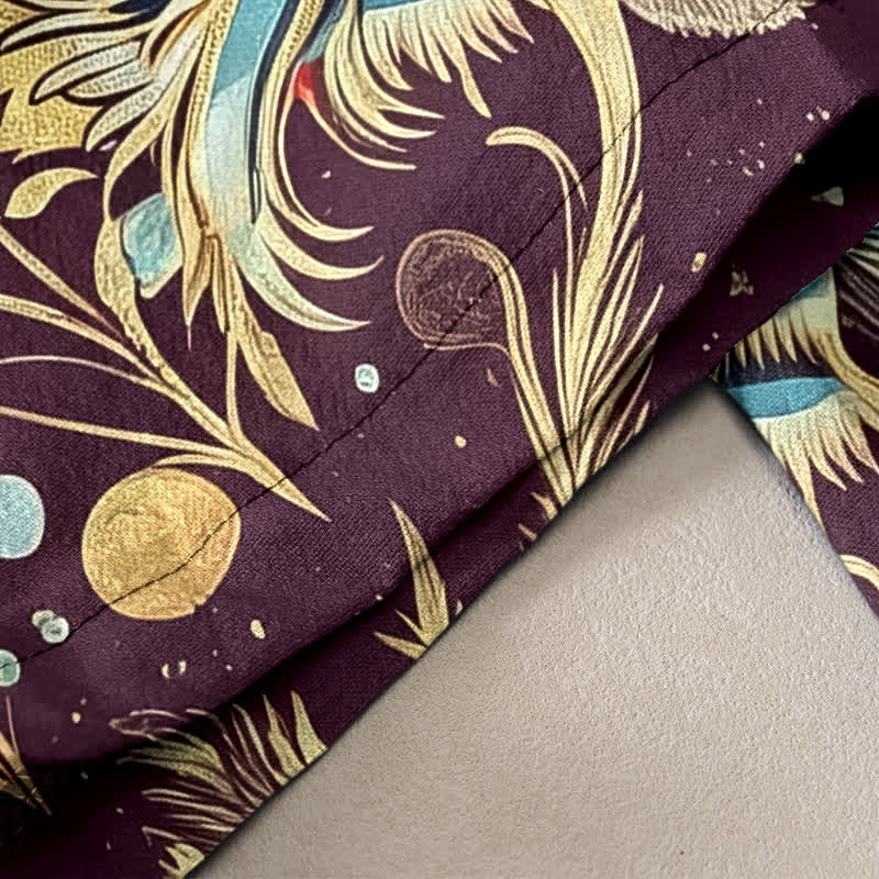 Buddha Stones Pure Cotton Peacock Feather Dot Pattern Women's Elastic Waist Pants With Pockets - image 2