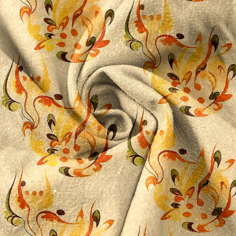 Buddha Stones Pure Cotton Sunny Abstract Floral Pattern Women's Elastic Waist Pants With Pockets - image 2
