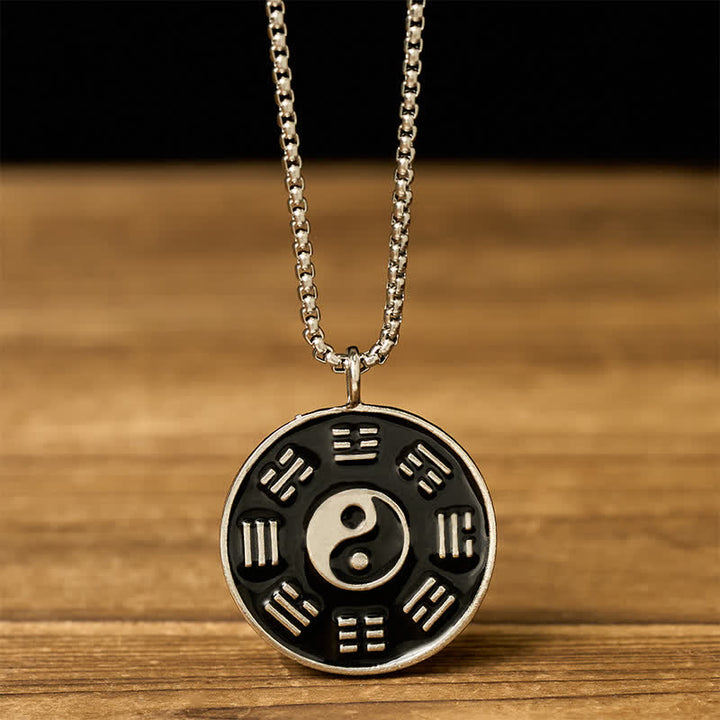 Buddha Stones Yin Yang Bagua Titanium Steel Balance Necklace Pendant - Yin Yang Bagua - image 0