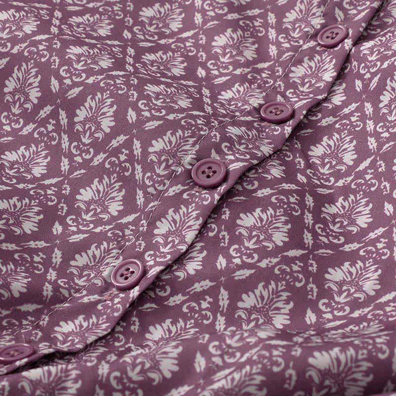 Buddha Stones Summer Drawstring Button-Up Floral Print Women's Short Sleeve Dress With Pockets - image 4