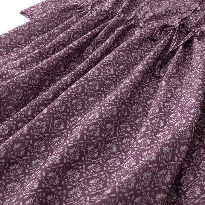 Buddha Stones Summer Drawstring Button-Up Floral Print Women's Short Sleeve Dress With Pockets - image 7