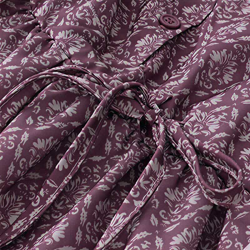 Buddha Stones Summer Drawstring Button-Up Floral Print Women's Short Sleeve Dress With Pockets - image 8