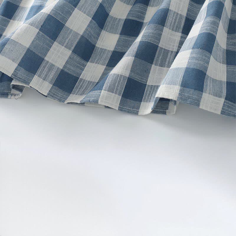 Buddha Stones Summer Casual Drawstring Blue White Gingham Women's Summer Sleeveless Dress With Pockets - image 5