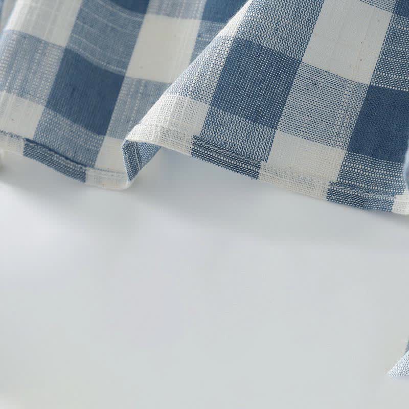 Buddha Stones Summer Casual Drawstring Blue White Gingham Women's Summer Sleeveless Dress With Pockets - image 6