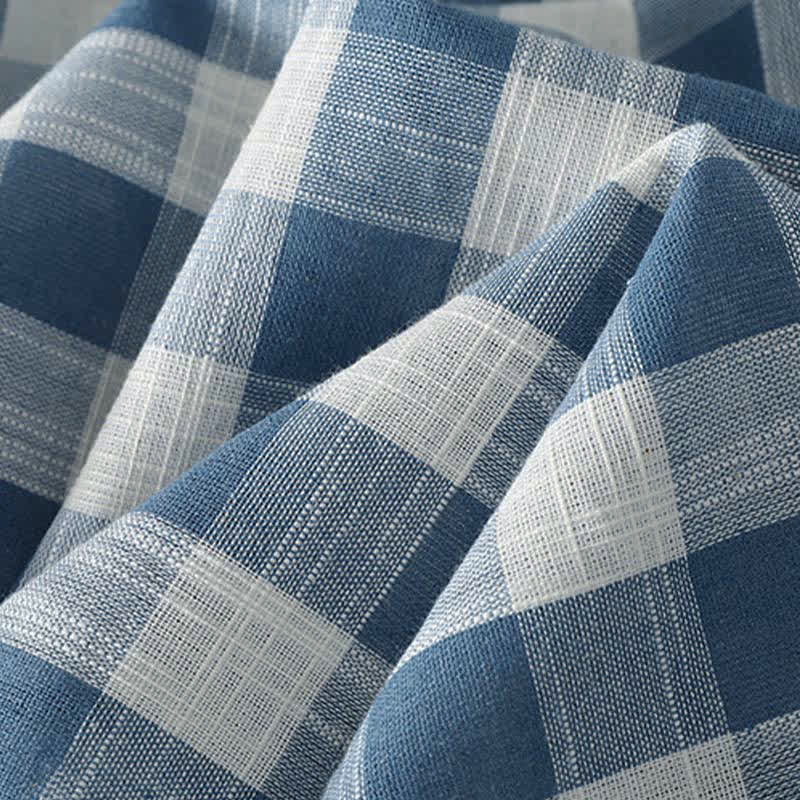 Buddha Stones Summer Casual Drawstring Blue White Gingham Women's Summer Sleeveless Dress With Pockets - image 8