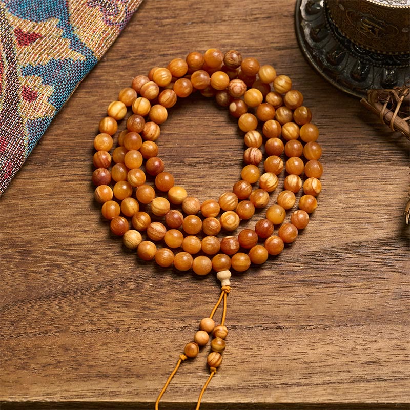 Buddha Stones 108 Beads Resin-Rich Pine Wood Calm Energy Mala - 12mm*108 - image 0