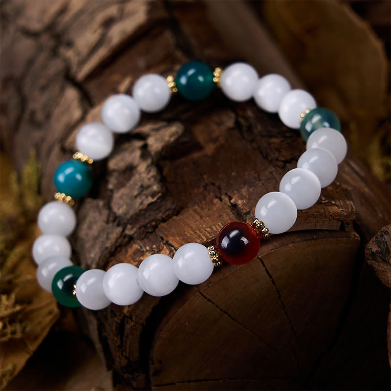 Buddha Stones White Cat's Eye Colorful Candy Agate Abundance Bracelet - image 11