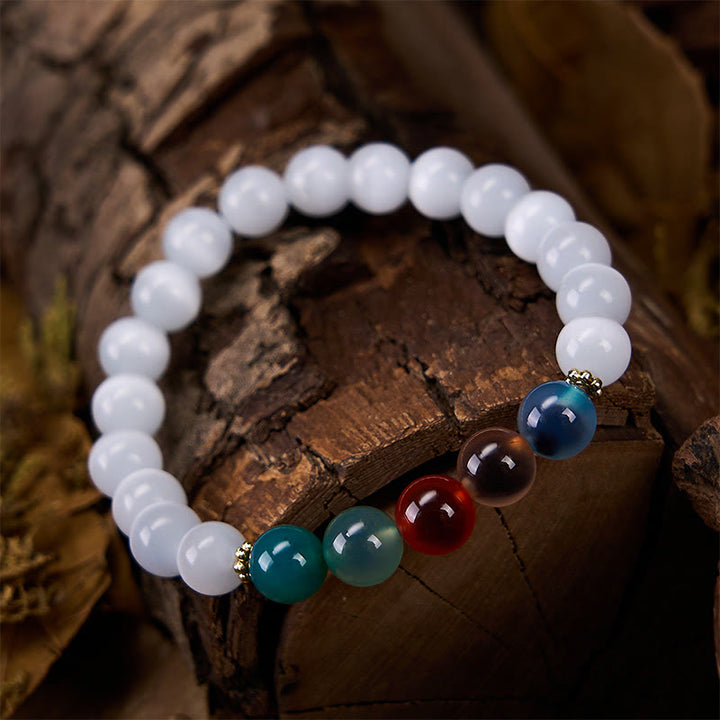 Buddha Stones White Cat's Eye Colorful Candy Agate Abundance Bracelet - image 3