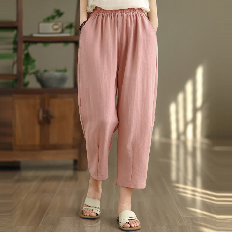 Buddha Stones Summer Casual Solid Women's Tapered Pants With Pockets - image 18