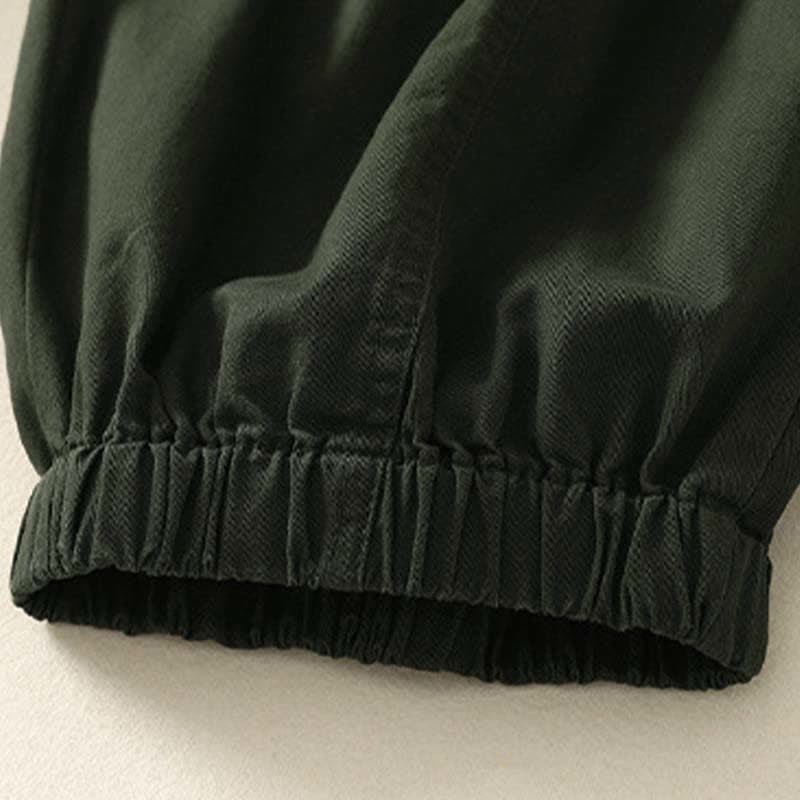 Buddha Stones Summer Casual Elastic Waist Solid Women's Tapered Pants With Pockets - image 4