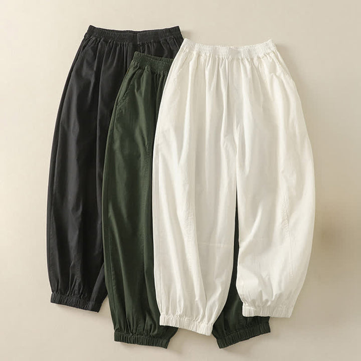 Buddha Stones Summer Casual Elastic Waist Solid Women's Tapered Pants With Pockets - image 20