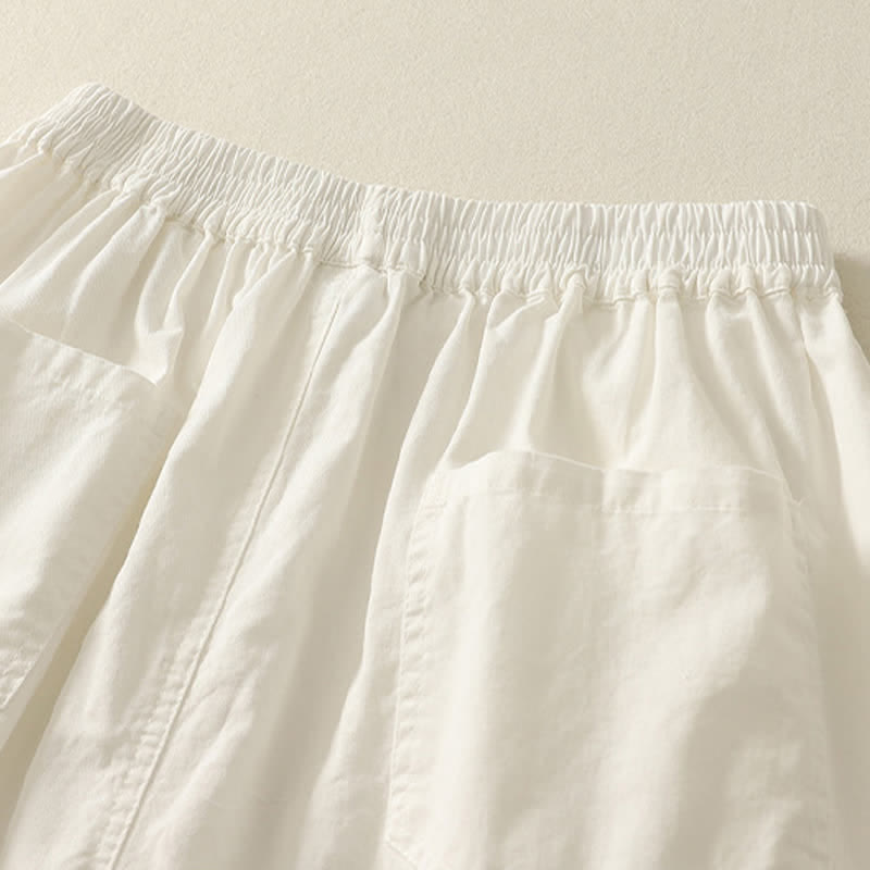 Buddha Stones Summer Casual Elastic Waist Solid Women's Tapered Pants With Pockets - image 16