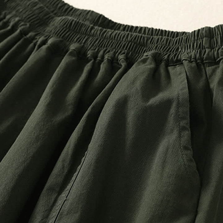 Buddha Stones Summer Casual Elastic Waist Solid Women's Tapered Pants With Pockets - image 1