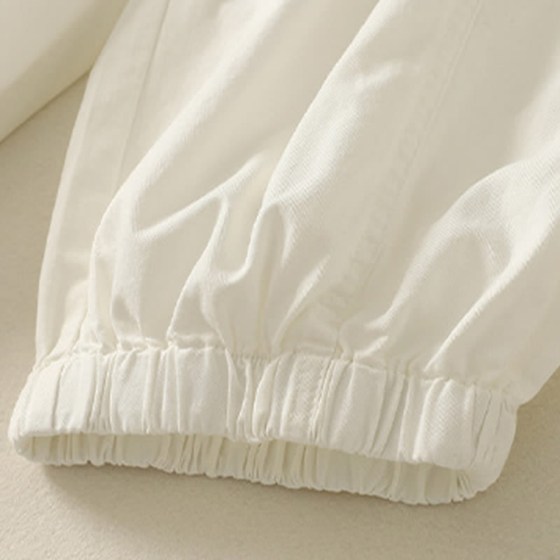 Buddha Stones Summer Casual Elastic Waist Solid Women's Tapered Pants With Pockets - image 13