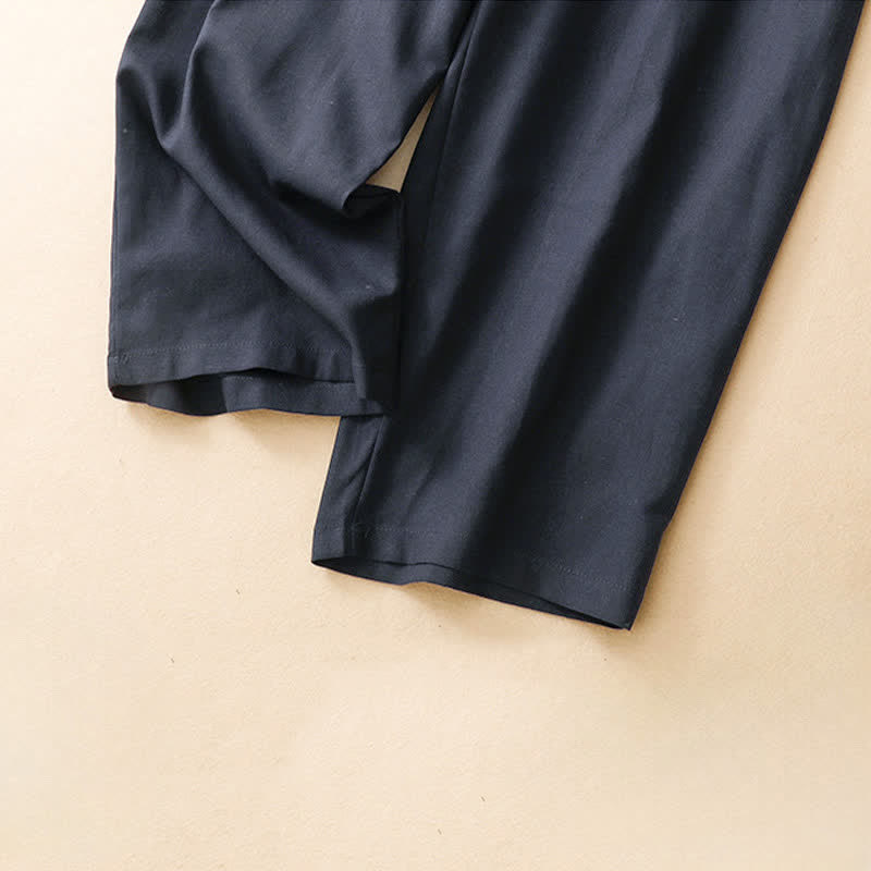 Buddha Stones Summer Minimalist Button-Up High Waist Solid Linen Women's Harem Pants With Pockets  - image 6