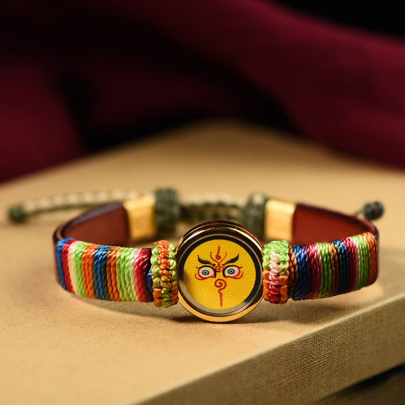 Buddha Stones Tibetan Five Directions Gods Of Wealth Buddha Eye Blessing Bracelet - Yellow Jambhala Eye(Wrist Circumference 15-24cm) - image 1